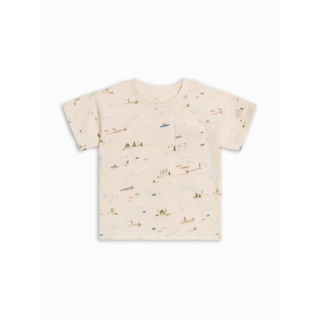 Colored Organics Hollis Drop Shoulder Tee - Lake / Barn + Mint Tops & Bottoms Colored Organics 6-12M