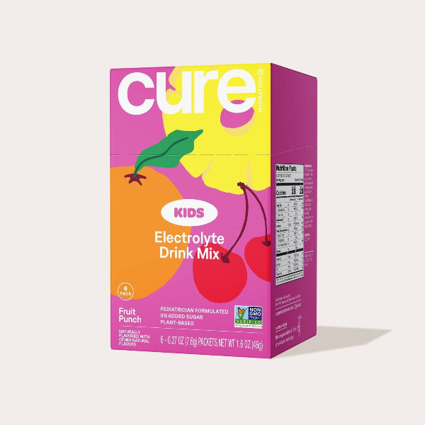 Cure Kids Hydration Mix -6 Serving Box - Fruit Punch Kids Electrolytes Cure Hydration