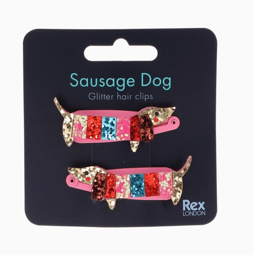 Rex London Children's- Sausage Dog Glitter Hair Clips (Set of 2) Accessory Rex London   
