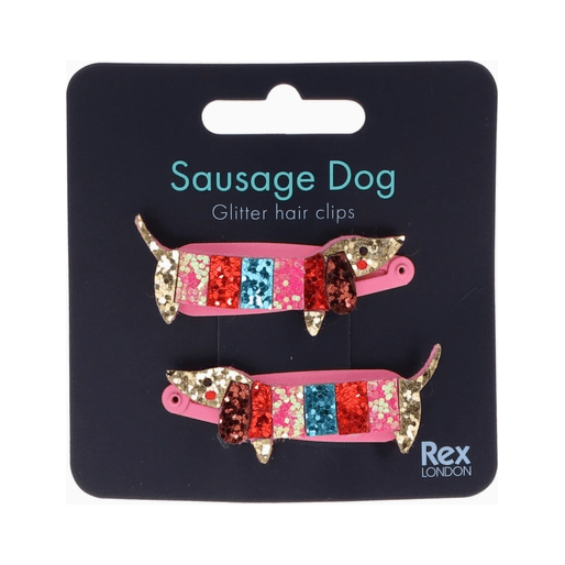 Rex London Children's- Sausage Dog Glitter Hair Clips (Set of 2) Accessory Rex London   