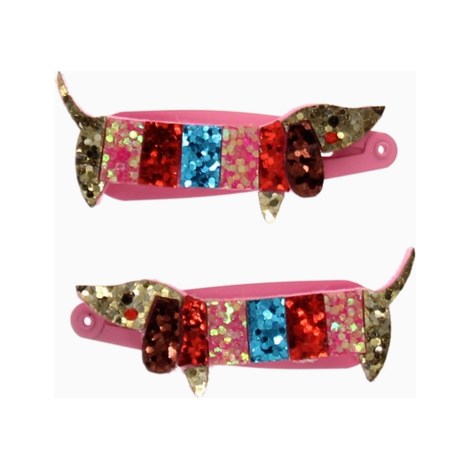 Rex London Children's- Sausage Dog Glitter Hair Clips (Set of 2) Accessory Rex London   