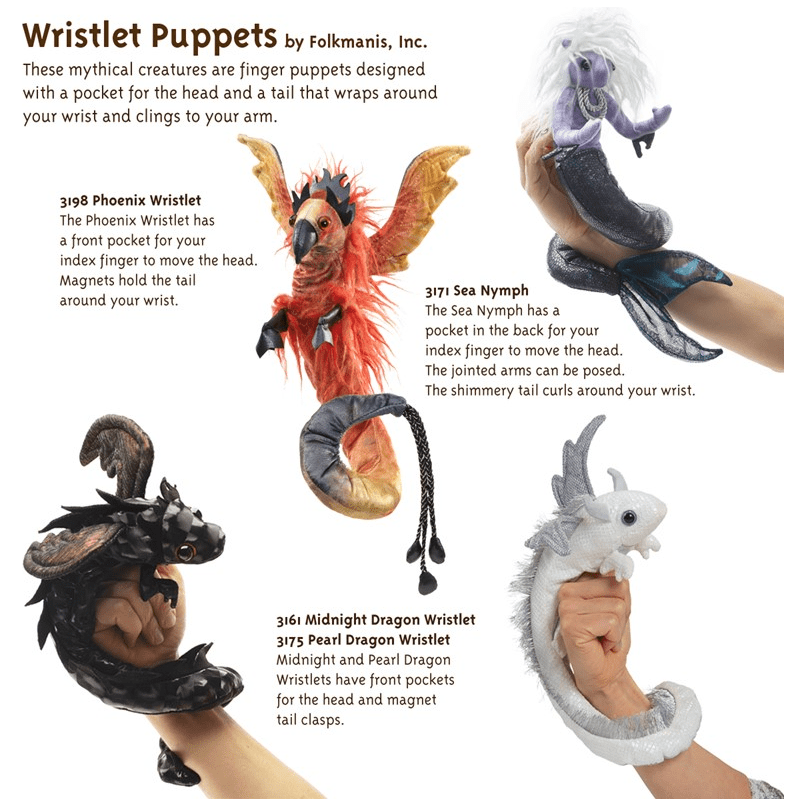 Folkmanis Finger Puppet - Dragon Wristlet, Midnight Finger Puppet Folkmanis   