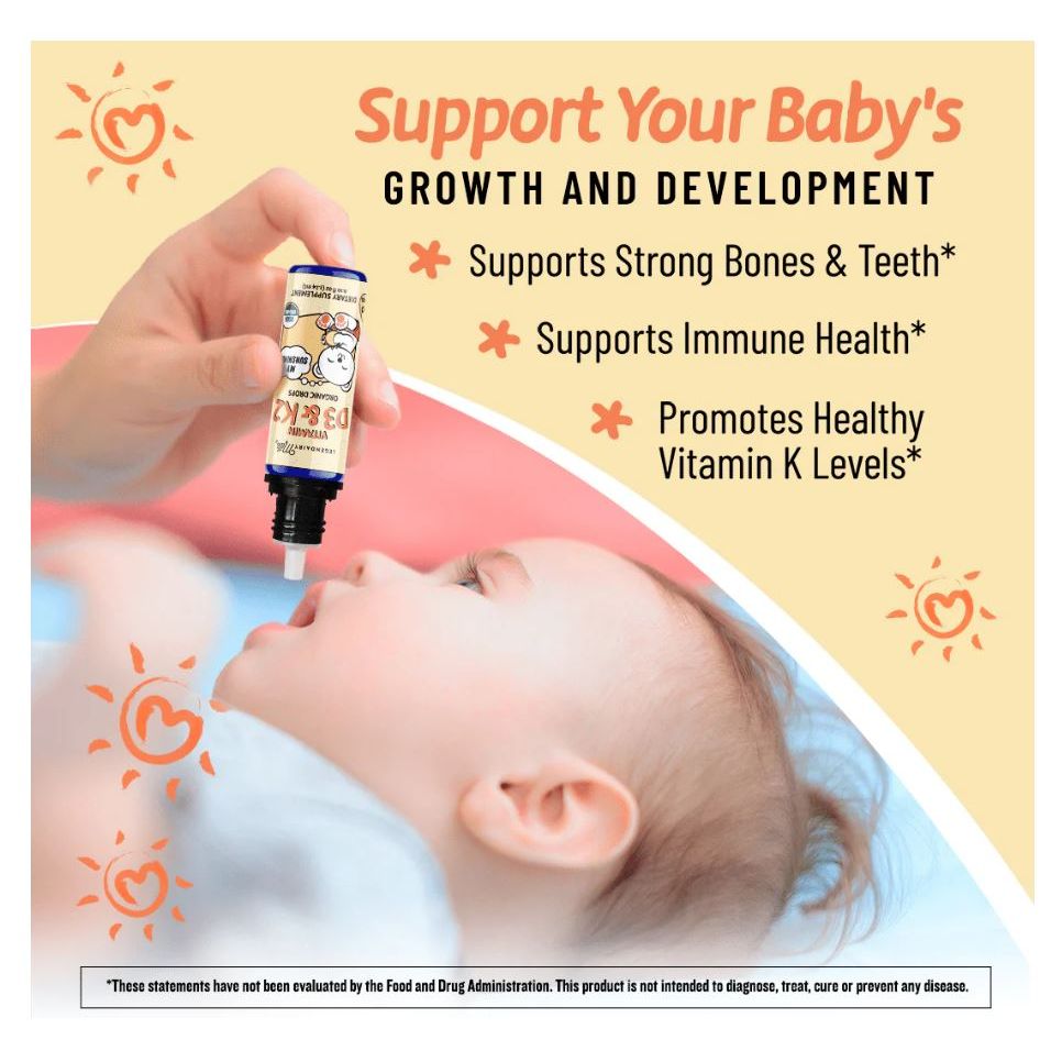 Organic Baby Vitamin D3&amp;K2 Liquid Drops Supplements &amp; Remedies Legendairy Milk