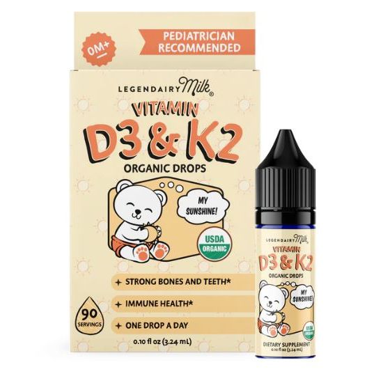Organic Baby Vitamin D3&amp;K2 Liquid Drops Supplements &amp; Remedies Legendairy Milk