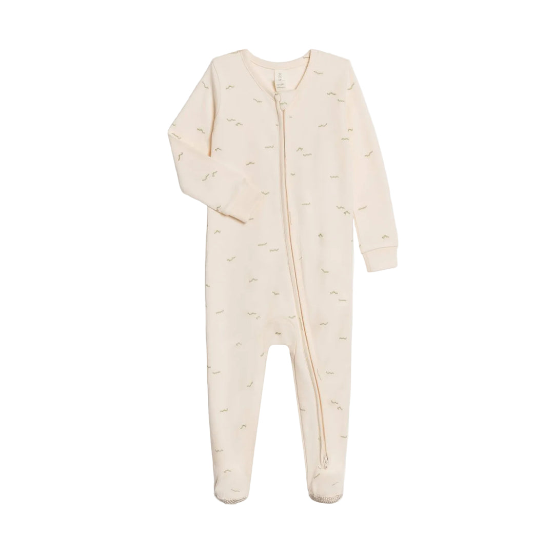 Colored Organics Peyton Zipper Sleeper - Caterpillar / Mint Pajamas & Footies Colored Organics 6-12M
