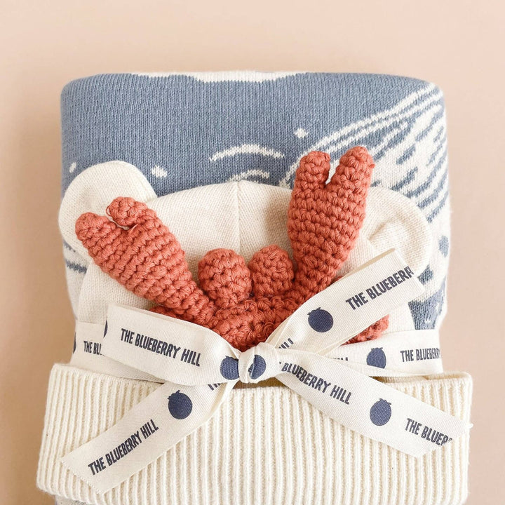 Set Nautical Blanket Crab Teether Cotton Baby Gift Ocean Baby Blanket The Blueberry Hill
