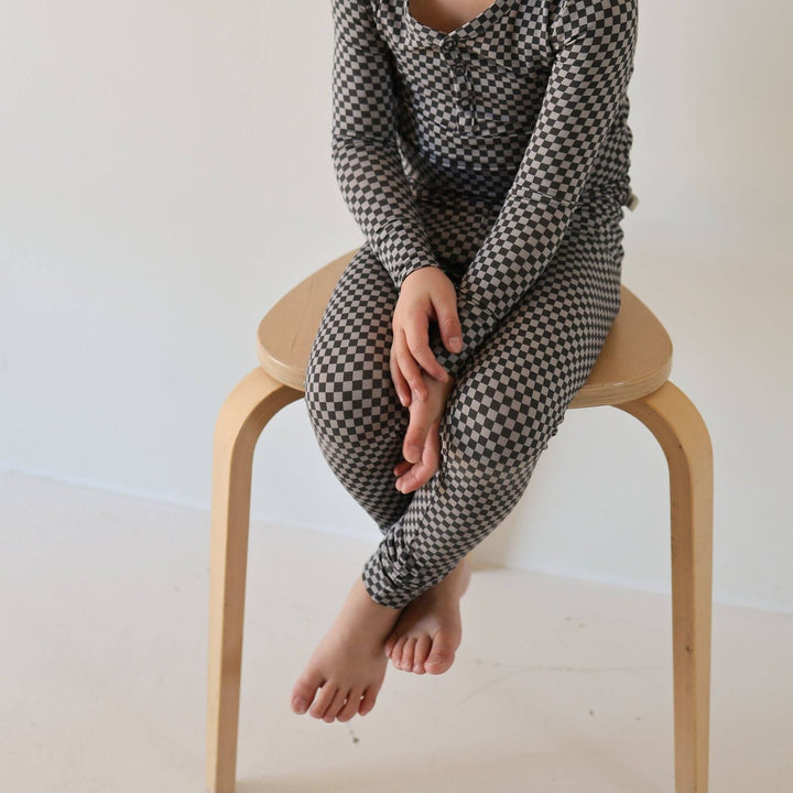 Forever French Baby Bamboo Two Piece Pajamas | Street Micro Check Pajamas &amp; Footies Forever French Baby