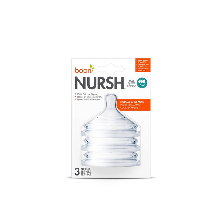 Boon Nursh Silicone Nipple 3Pk Bottle Nipples Boon Fast Flow