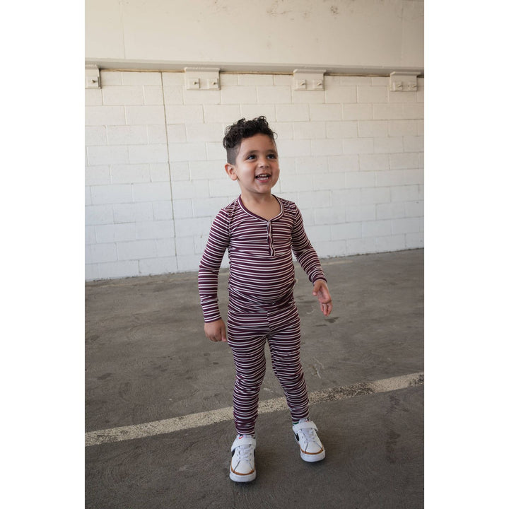 Forever French - Bamboo Two Piece Pajamas Maroon Stripe Pajamas Forever French Baby