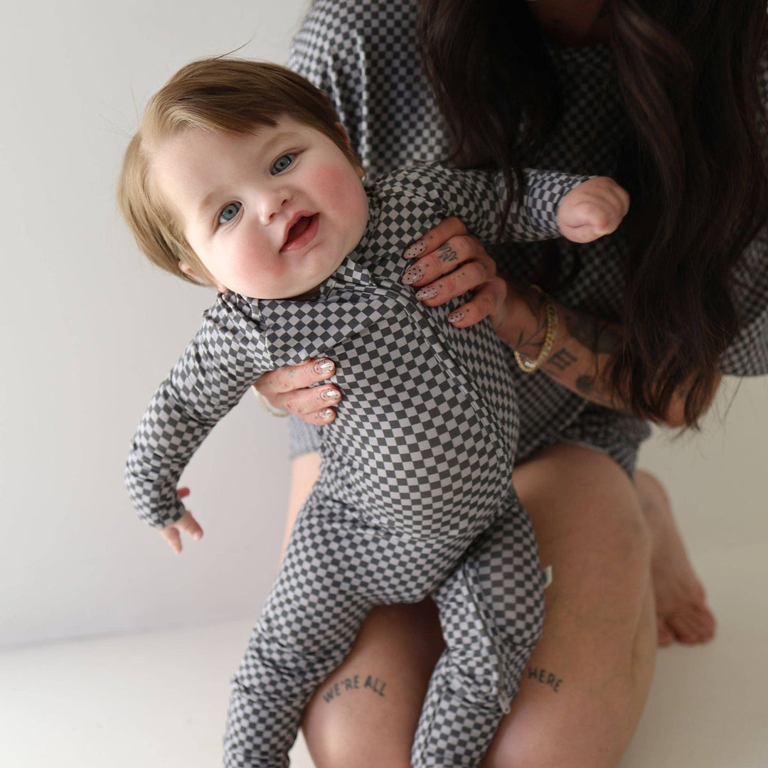 Forever French Baby Bamboo Zip Pajamas | Street Micro Check Pajamas &amp; Footies Forever French Baby