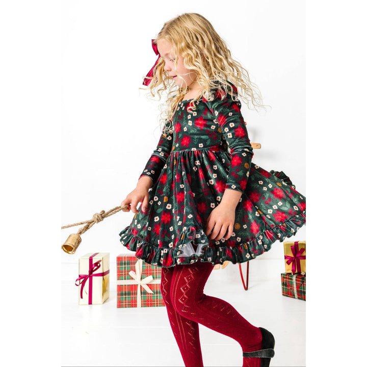 Fancy Knit Tights - Crimson