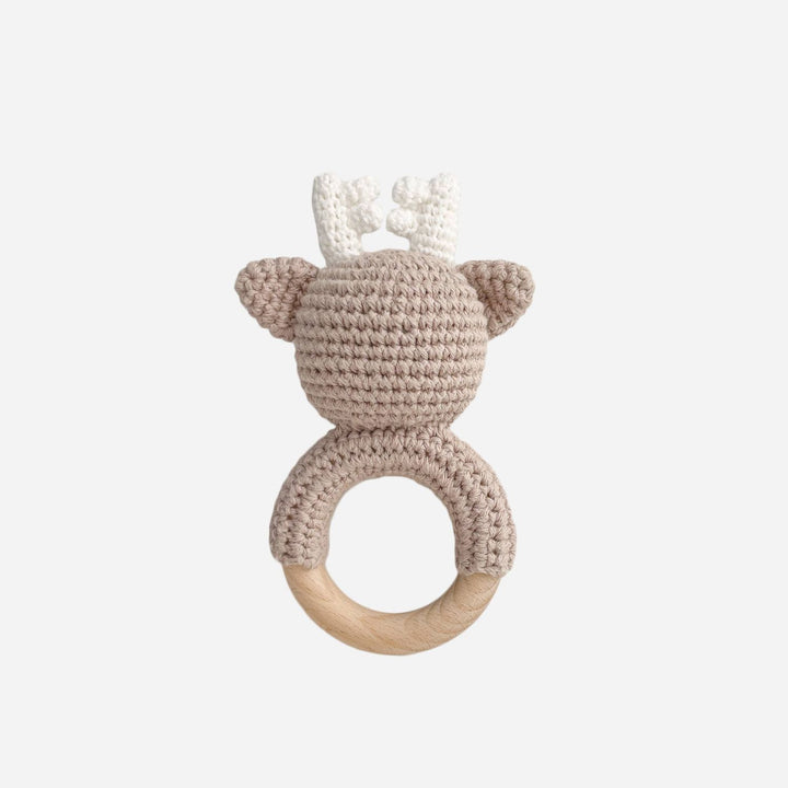 Teether Deer Crochet Cotton Rattle Baby Gift Christmas Teether The Blueberry Hill