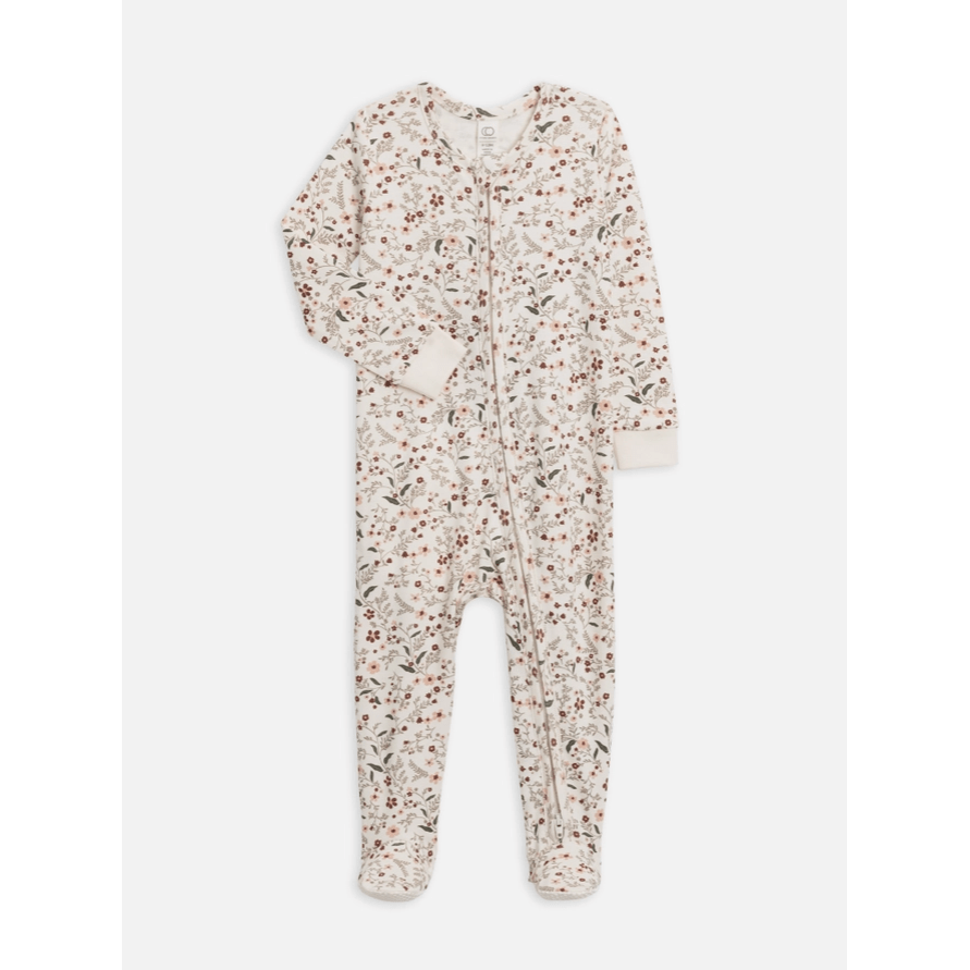Colored Organics Peyton Footed Sleeper- Hailey Floral/ Fawn Footie Colored Organics Newborn  
