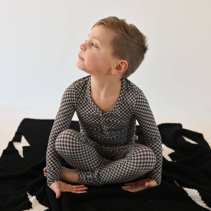 Forever French Baby Bamboo Two Piece Pajamas | Street Micro Check Pajamas &amp; Footies Forever French Baby