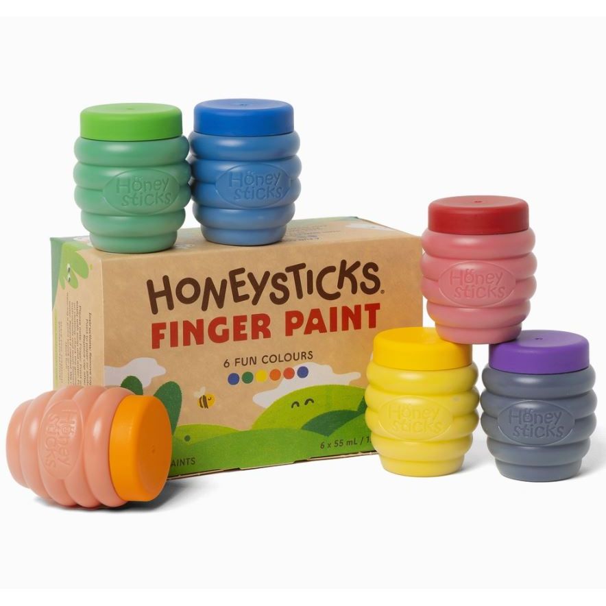 Honeysticks Non Toxic Finger Paint (6 Bright Colors) Finger Paint Honeysticks