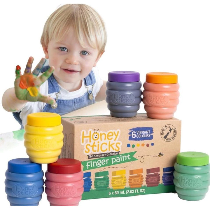Honeysticks Non Toxic Finger Paint (6 Bright Colors) Finger Paint Honeysticks