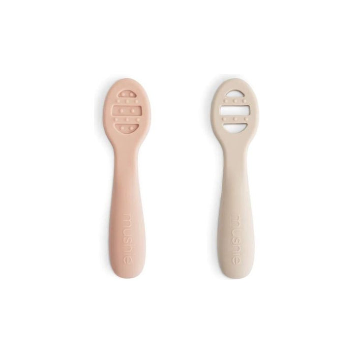 Mushie First Feeding Baby Spoons 2-Pack Mealtime Mushie Blush/ Shifting Sand