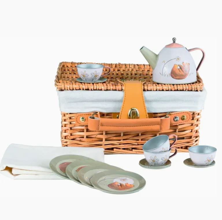 Egmont Forest Tin Tea Set in a Wicker Case Toddler And Pretend Play Egmont Toys   