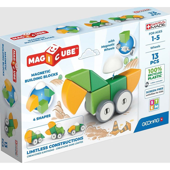 GeoMag Magicube Shapes & Wheels Recycled 13 Pcs