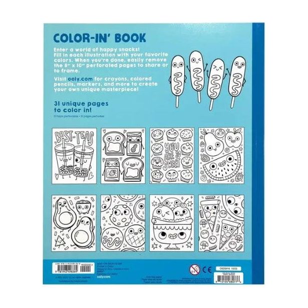 Ooly Color-In' Book: Happy Snacks Color-In Book Ooly   