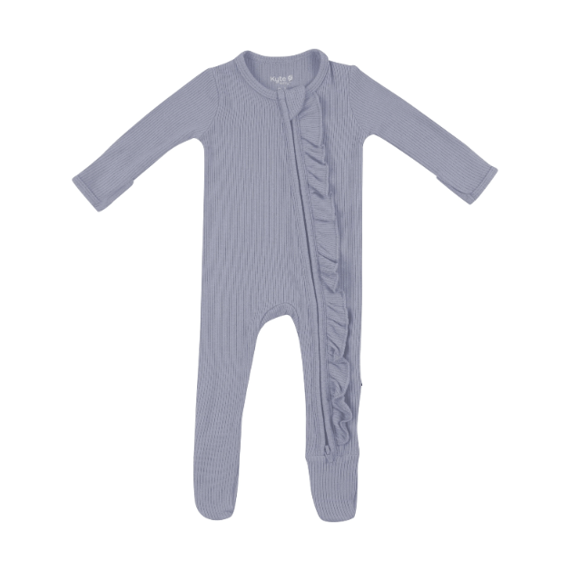 Kyte Baby Ribbed Ruffle Zippered Footie Footie Kyte Baby NB Haze 