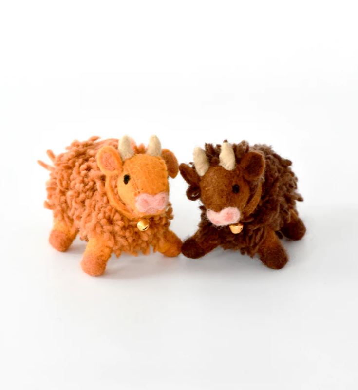 Tara Treasures Felt Highland Cow Toy - Light Brown