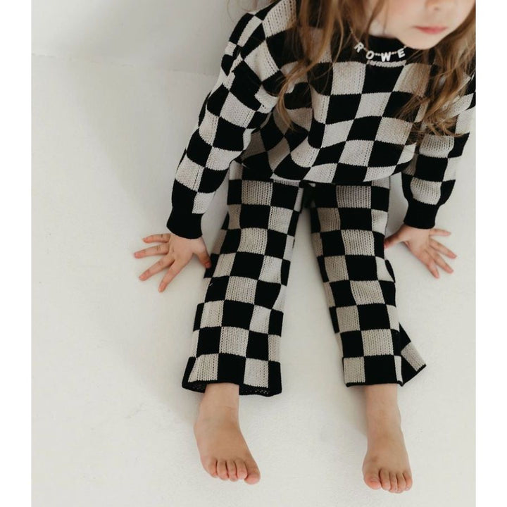Forever French Knit Pant Set - Black Checkerboard Knit Set Forever French Baby