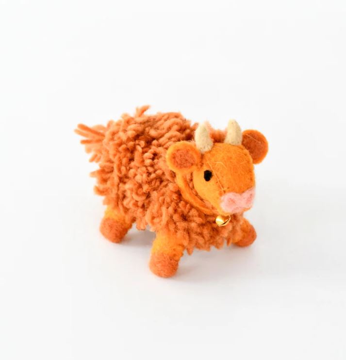 Tara Treasures Felt Highland Cow Toy - Light Brown