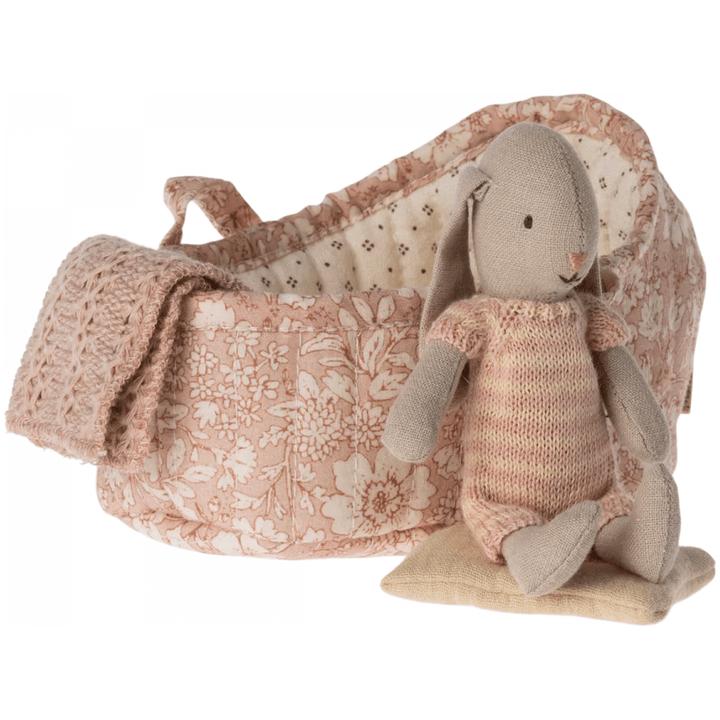 Maileg Bunny in Carry Cot Dolls Maileg Light Rose  