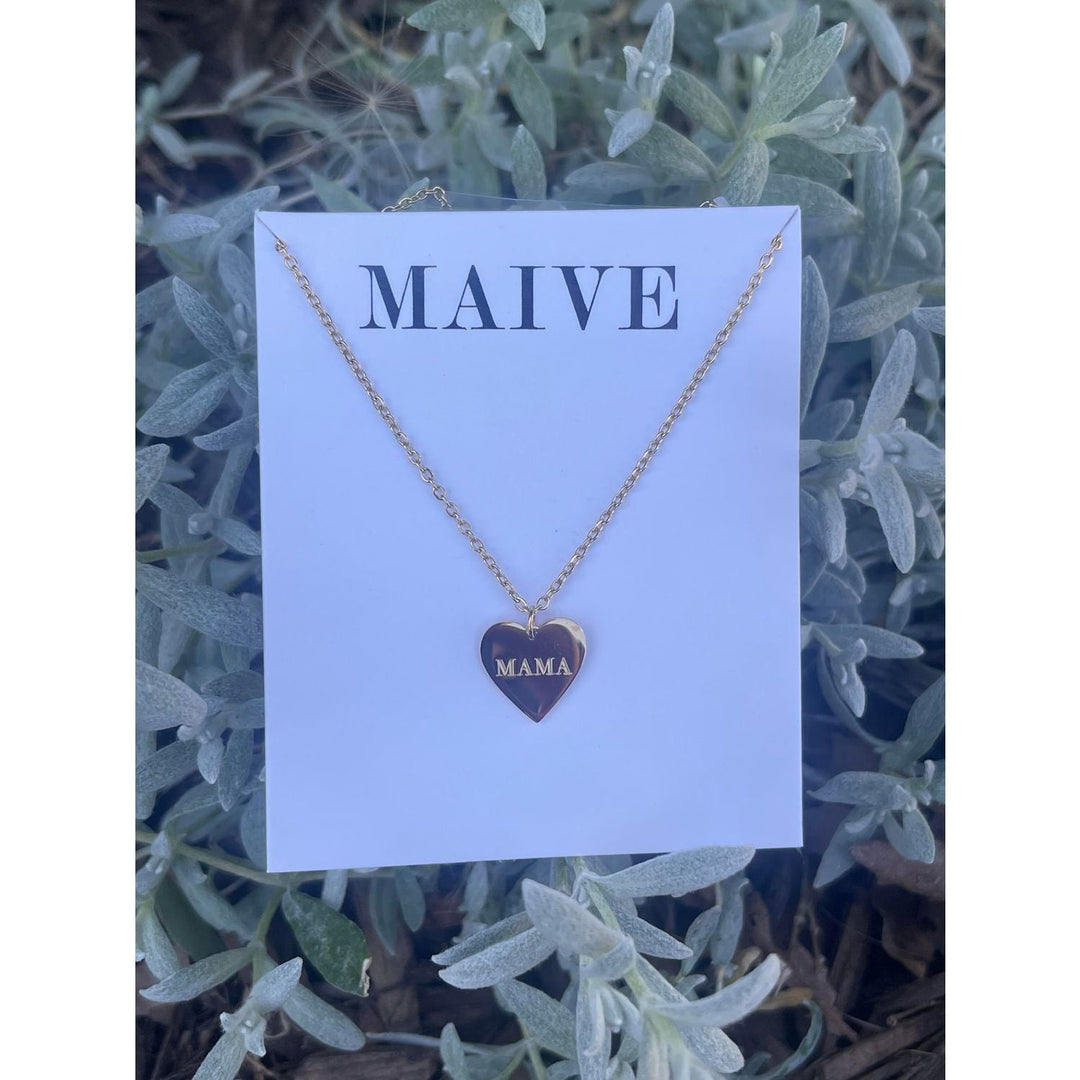 Maive Jewelry- Mama Heart Necklace, Gold Necklace Maive Jewelry   