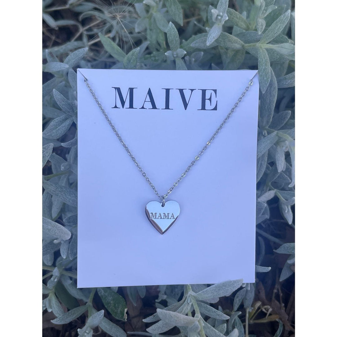 Maive Jewelry- Mama Heart Necklace, Silver Necklace Maive Jewelry   