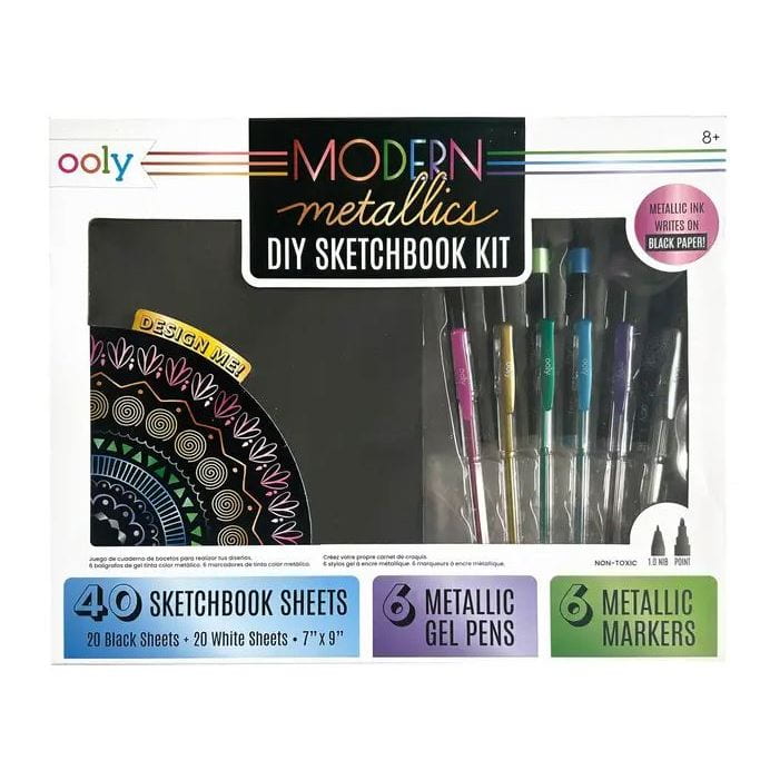 Ooly Modern Metallics: D.I.Y. Sketchbook Kit (13 Pc Set) Markers Ooly
