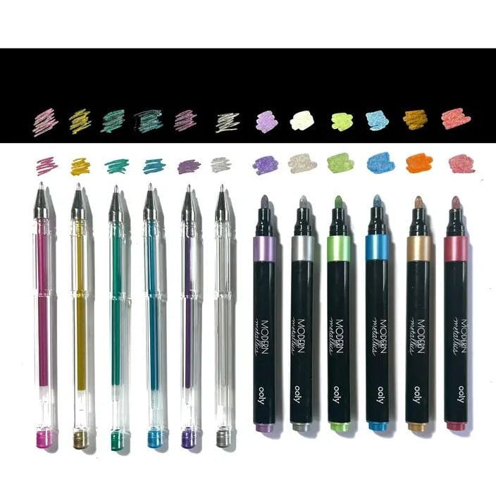 Ooly Modern Metallics: D.I.Y. Sketchbook Kit (13 Pc Set) Markers Ooly