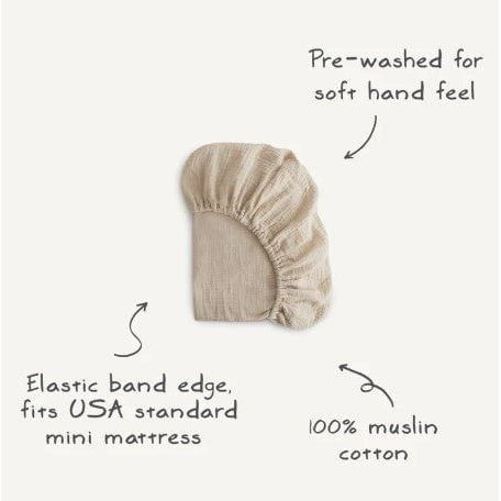 Mushie Mini Muslin Crib Sheet Baby Bedding Mushie