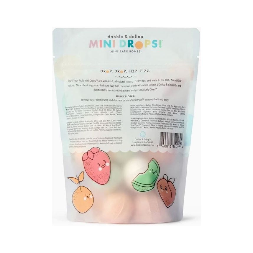 Dabble & Dollop Mini Drops Bath Bombs - All-Natural Fresh Fruit Bath Time Dabble & Dollop