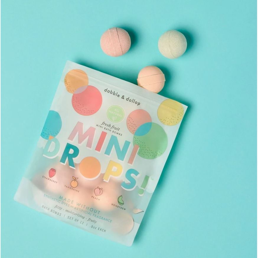 Dabble & Dollop Mini Drops Bath Bombs - All-Natural Fresh Fruit Bath Time Dabble & Dollop