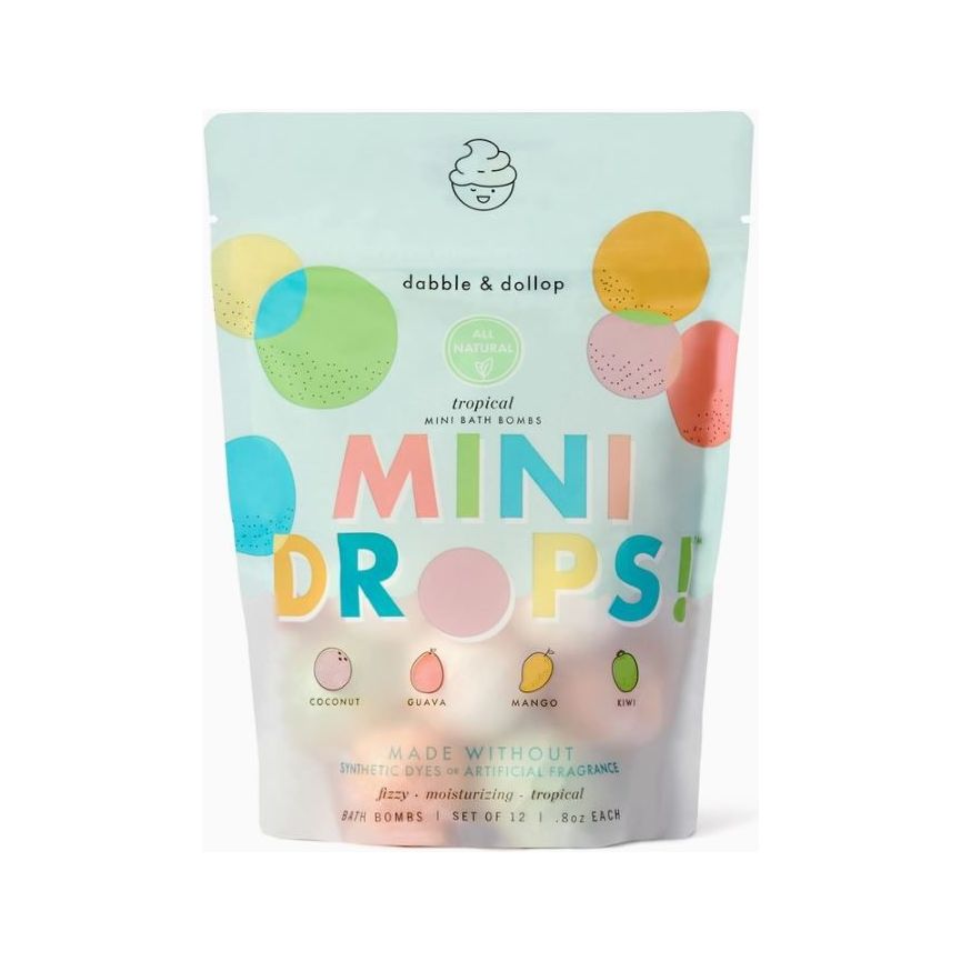 Dabble & Dollop Mini Drops Bath Bombs - All Natural Tropical Scents Bath Time Dabble & Dollop