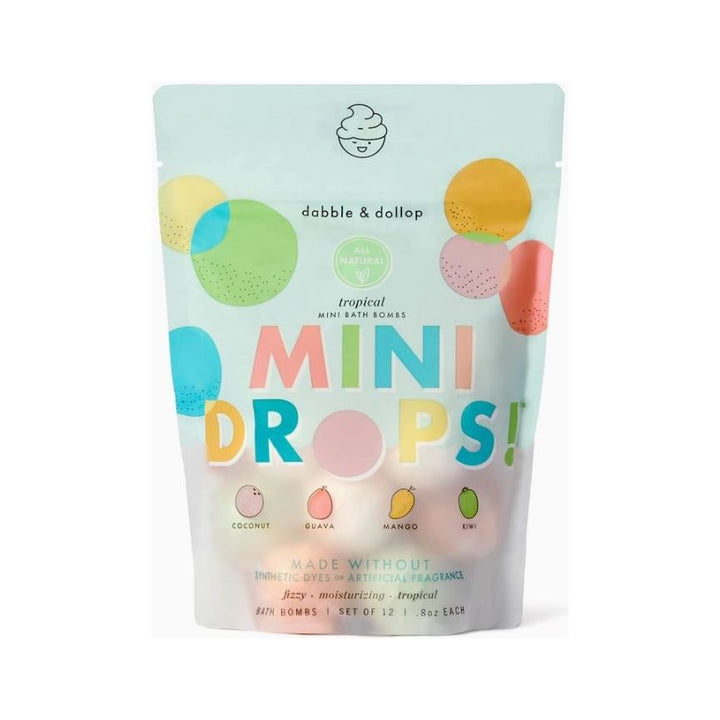 Dabble & Dollop Mini Drops Bath Bombs - All Natural Tropical Scents Bath Time Dabble & Dollop