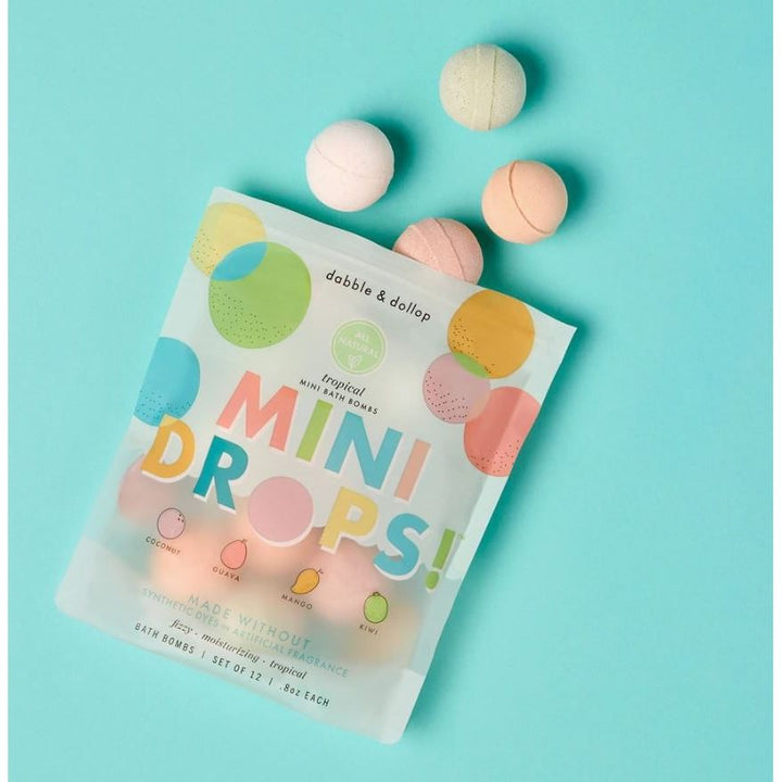 Dabble & Dollop Mini Drops Bath Bombs - All Natural Tropical Scents Bath Time Dabble & Dollop