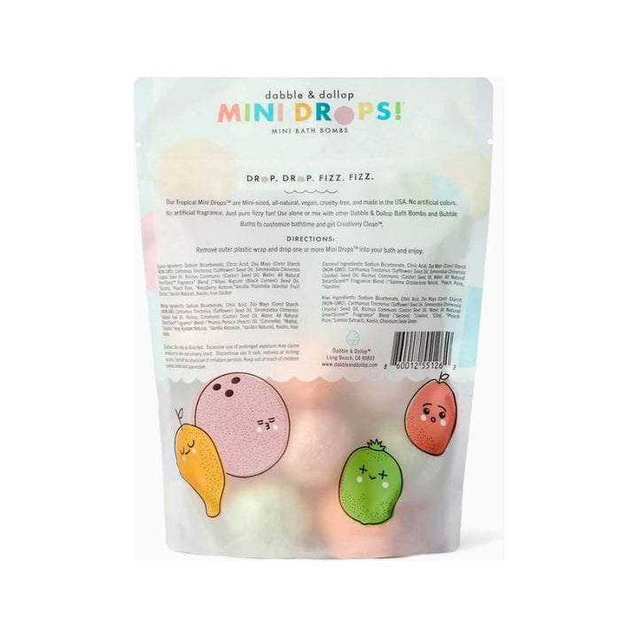 Dabble & Dollop Mini Drops Bath Bombs - All Natural Tropical Scents Bath Time Dabble & Dollop