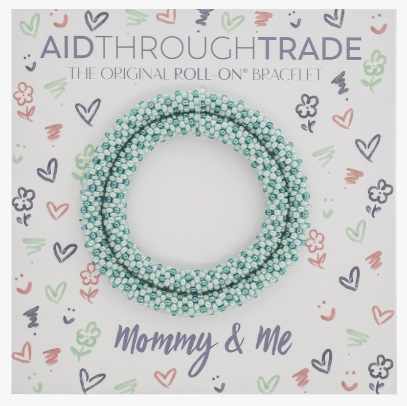 Aid through Trade - Mommy & Me Bracelets -Set of 2 Accessory Aid Through Trade Mint Chip  