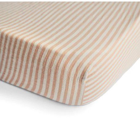 Mushie Mini Muslin Crib Sheet Baby Bedding Mushie Natural Stripe