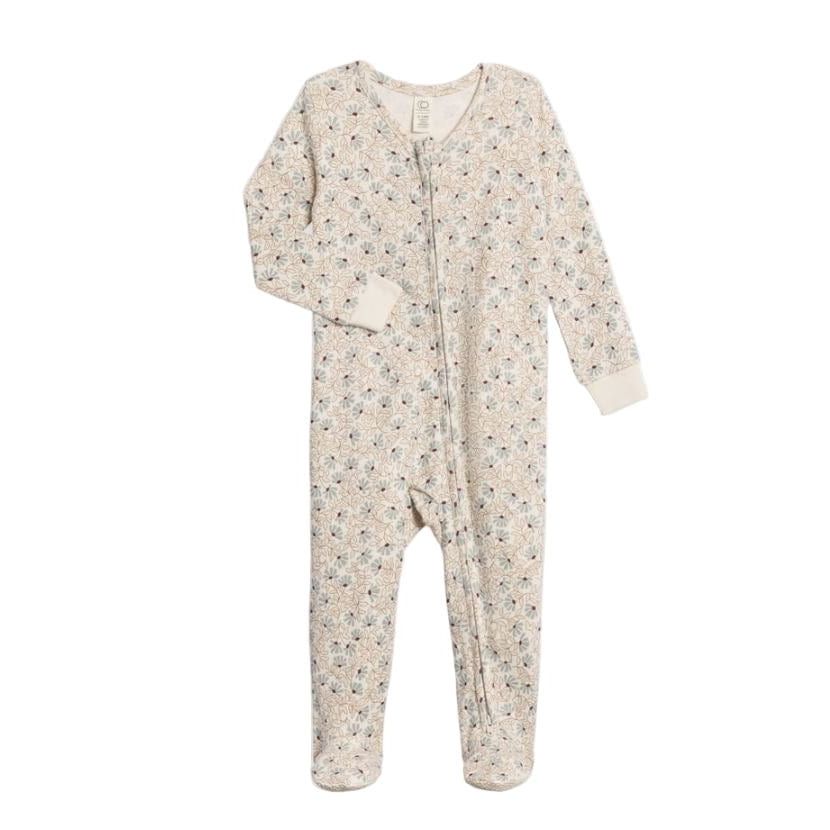 Colored Organics Peyton Zipper Sleeper - Aspen Collection - Pamela Floral / Mist + Navy Footie Colored Organics