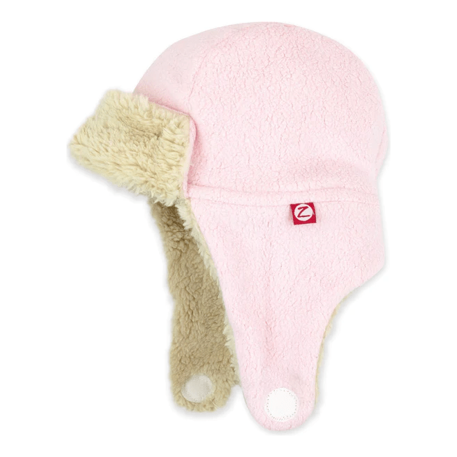 Zutano Furry Fleece Trapper Hat- Baby Pink Snow Hat Zutano 6 Months  