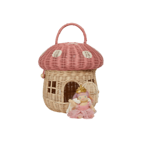 Olli Ella Rattan Mushroom Basket- Musk Dollhouses and Access. Olliella   