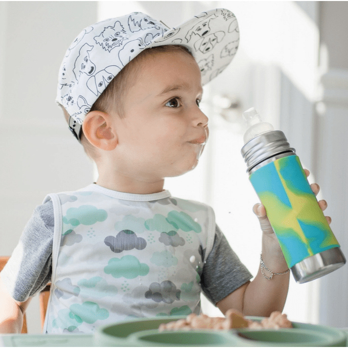 Pura Non Insulated Sippy Cup w/ Sleeve Pink Swirl Bottles & Sippies Pura Stainless   