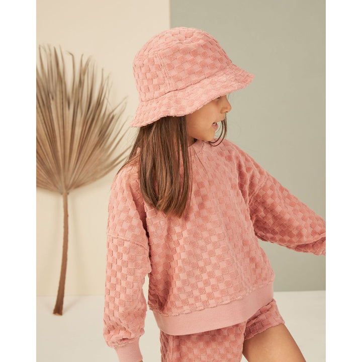 Rylee + Cru Terry Bucket Hat - Pink Check Baby & Toddler Hats Rylee + Cru   