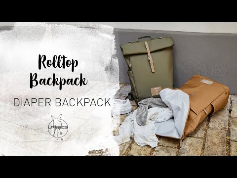 Lassig Rolltop Diaper Backpack- Curry Diaper Bag Lassig