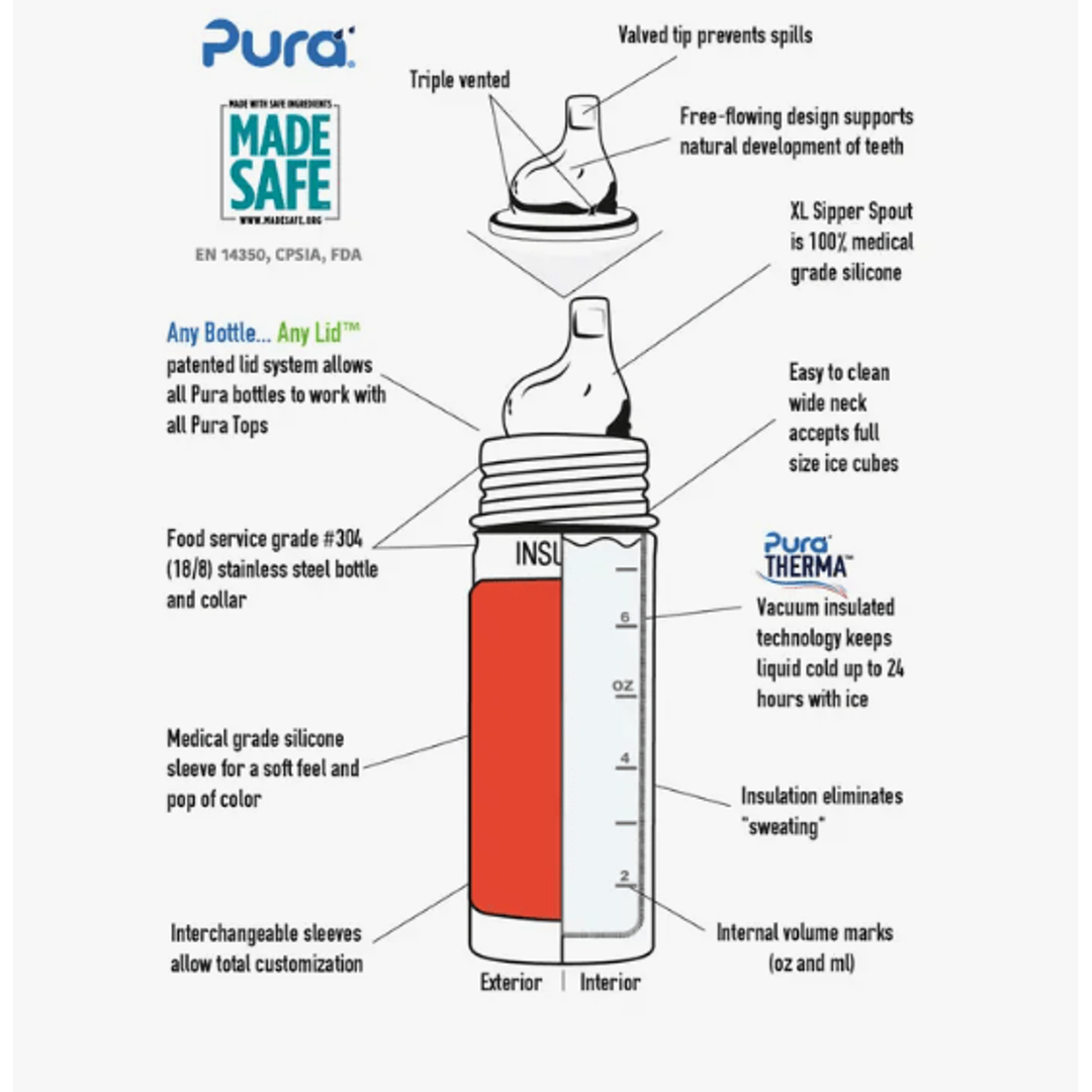 Pura Insulated Sippy Cup w/ Sleeve - Moss Bottles & Sippies Pura Stainless   