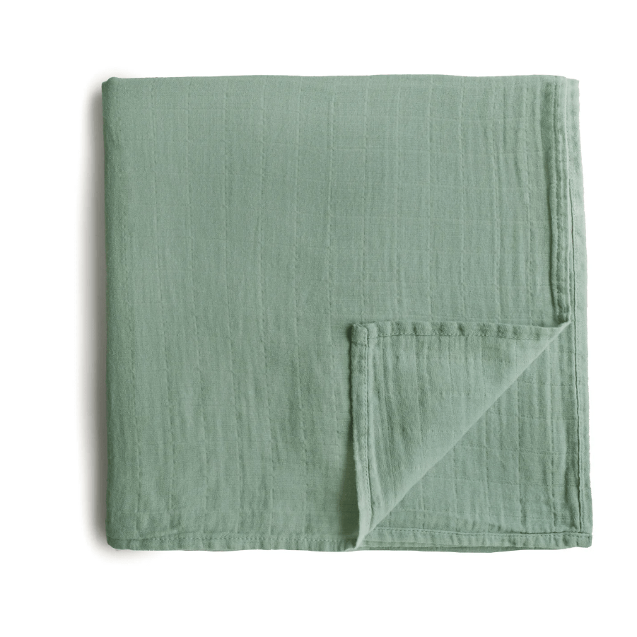 Mushie Muslin Swaddle Blanket Swaddles & Blankets Mushie Roman Green  